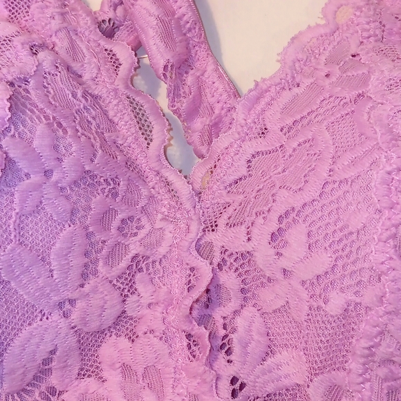 New Cross Back Lace Bralette with Removable Pads sizeL Mauve - Picture 4 of 4